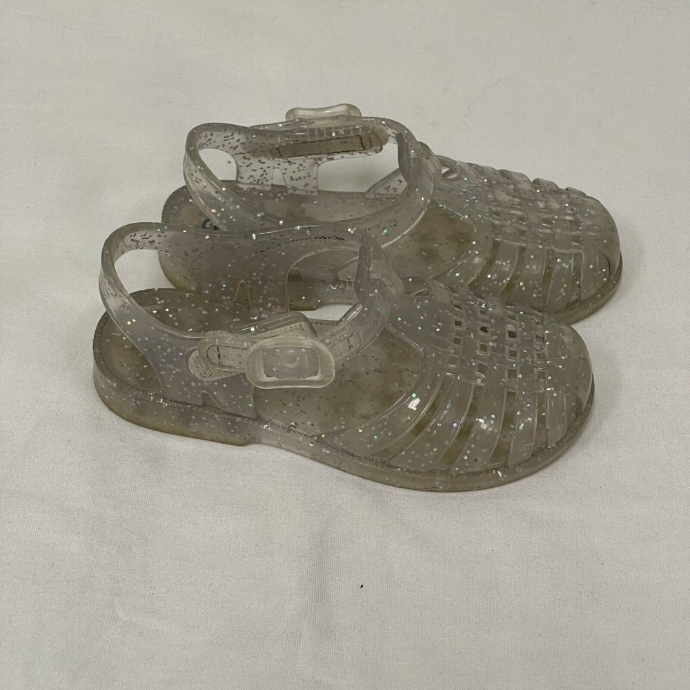 CAT & JACK Girls SZ 7 SHOES SPARKLE JELLY ADJUSTABLE STRAP Hook and Loop